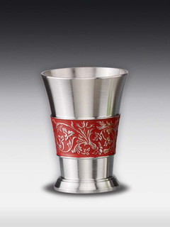 Pewter schnaps glass Red