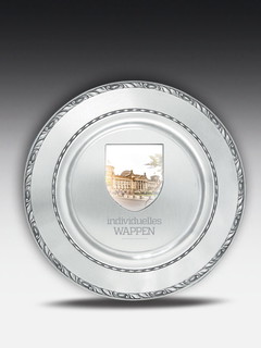 Pewter plate ML crest wreath