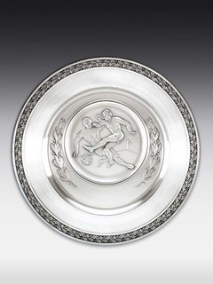Pewter plate Oak leaves-Soccer